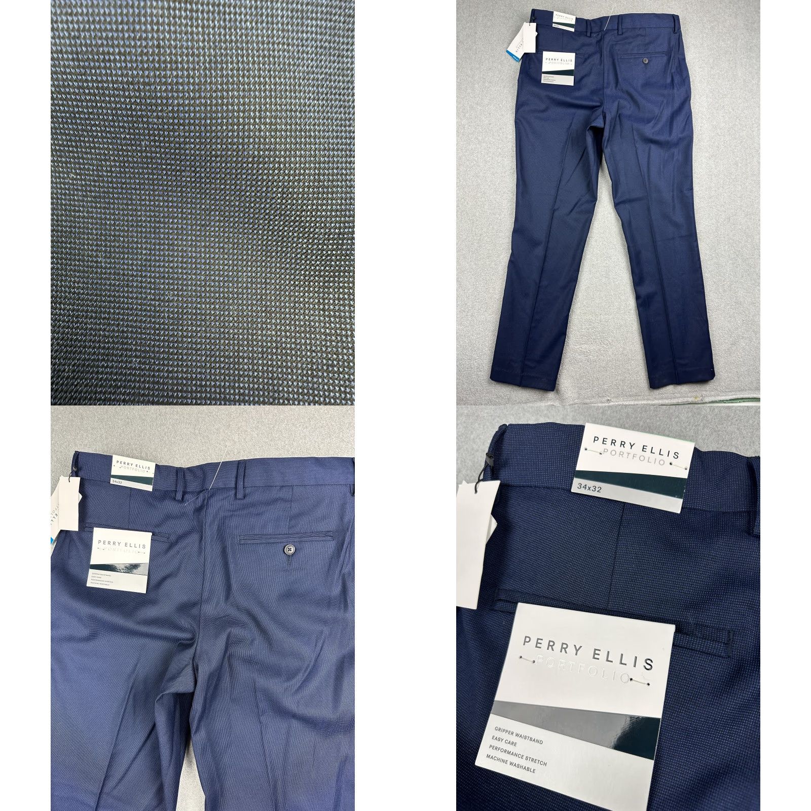 Perry Ellis Perry Ellis Portfolio Dress Pants Mens 34x32 Navy Slim Fit Tapered Straight Leg Chino Work Formal Business NWT Size US 34 / EU 50 - 8 Thumbnail