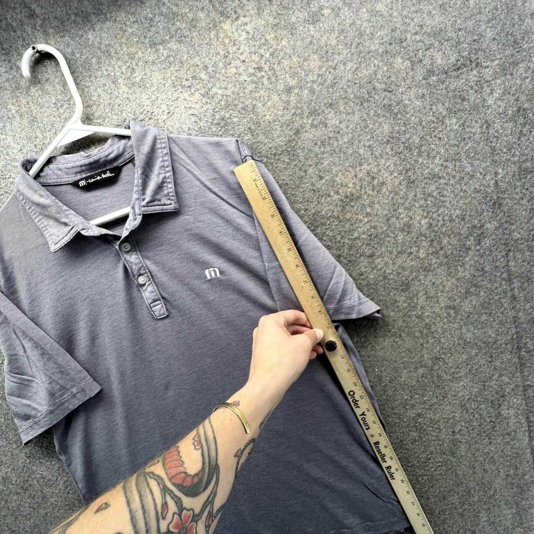 TravisMathew TravisMathew Polo Shirt Mens Large Gray Micro Stripe Golf Casual Short Sleeve Shirt Mens L Gray Micro Stripe Golf Casual Short Sleeve Polo Size US L / EU 52-54 / 3 - 7 Thumbnail