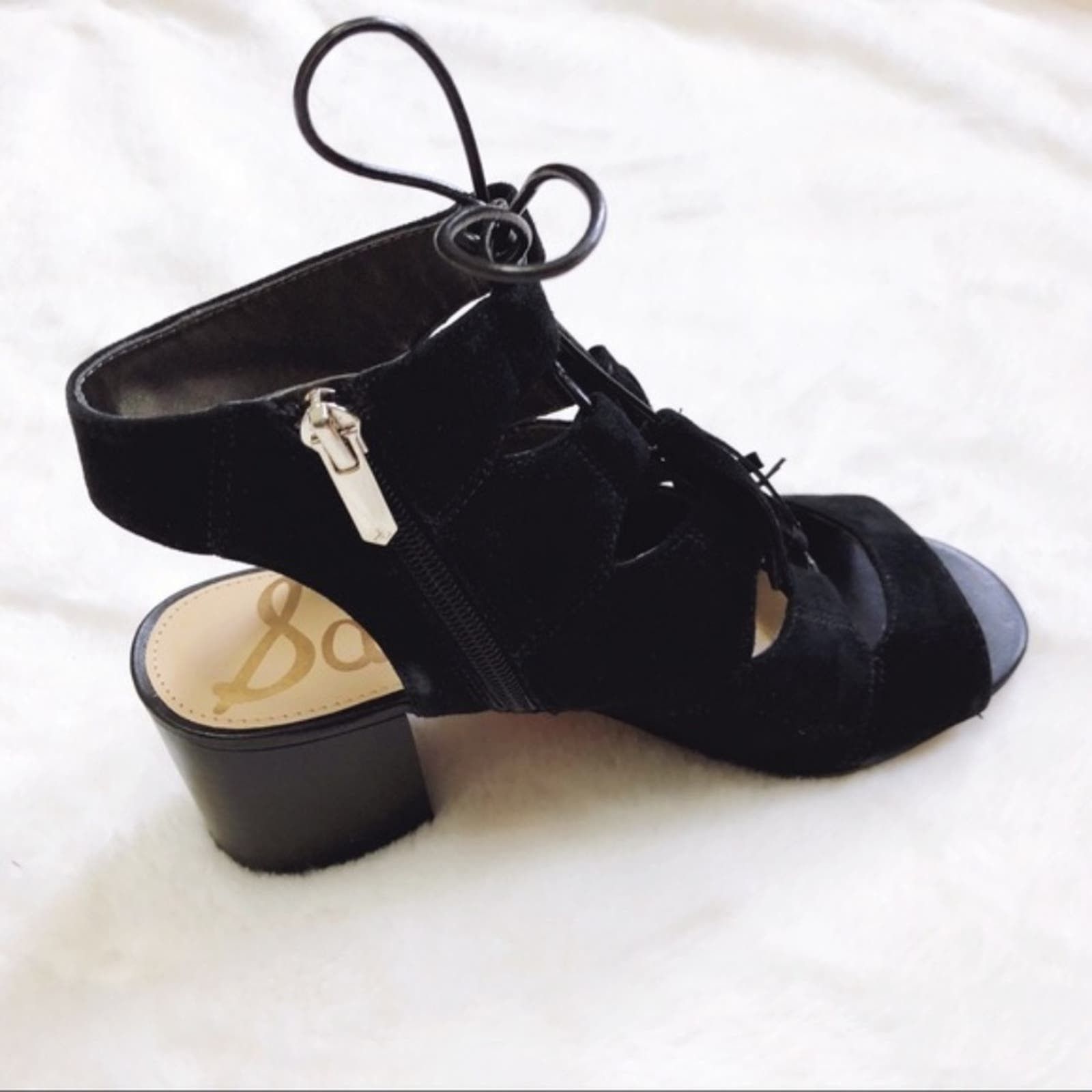 Other Sam Edelman Black Suede Sarabeth Heels with Side Zipper Size US 7 / IT 37 - 5 Thumbnail