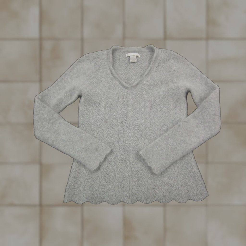 Vintage Lucy & Laurel Sweater Womens L Gray Wool Angora Rabbit Anthropologie 90s Pullover V-Neck Wool Angora Knit Shirt Womens Size L / US 10 / IT 46 - 1 Thumbnail