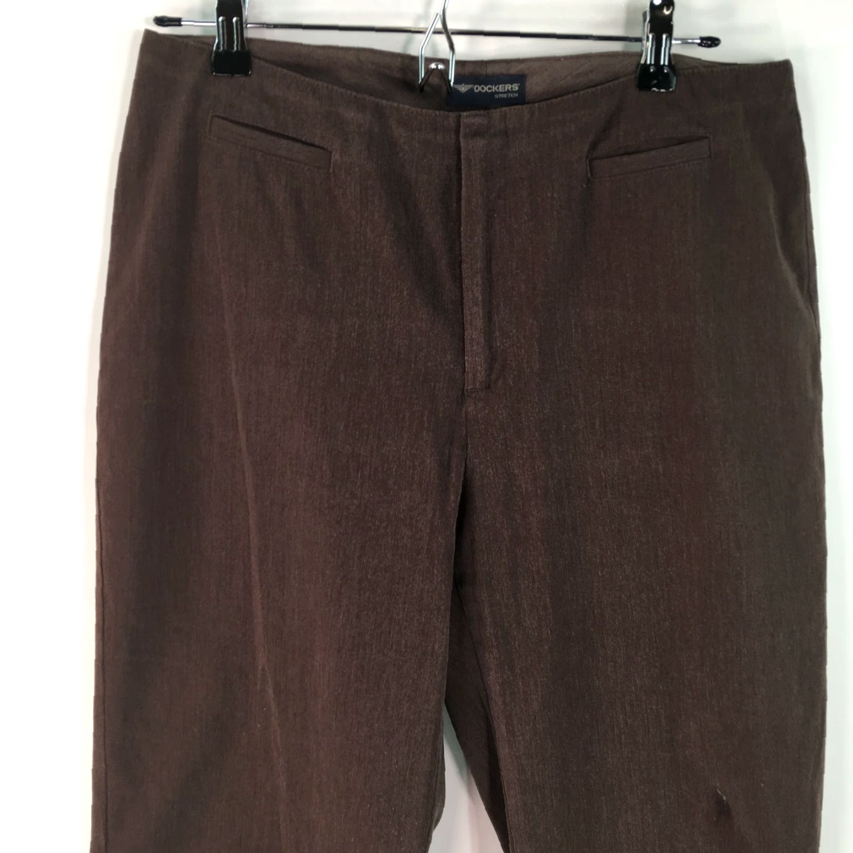 Dockers Dockers Dress Pants Women 8 Regular 30x32 Brown Solid Straight Leg Mid Rise Stretch Womens Size 30" / US 8 / IT 44 - 3 Thumbnail