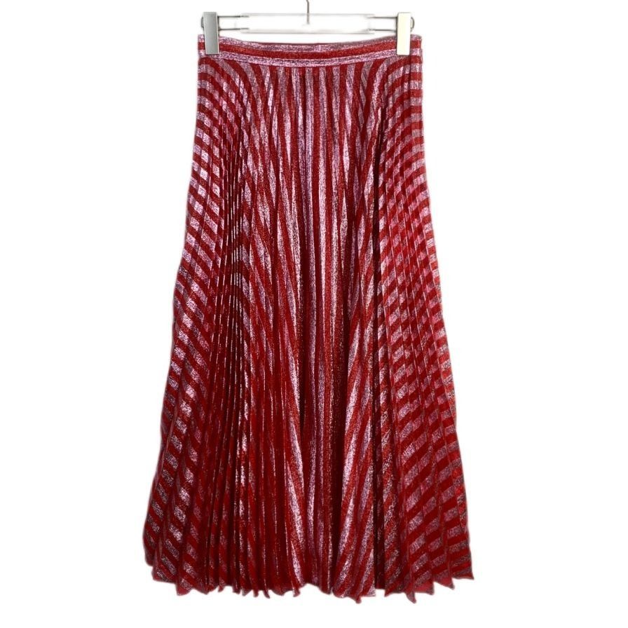 Gucci Gucci Red & Silver Striped Pleated Midi Skirt Womens Size S Size 27" / US 4 / IT 40 - 1 Thumbnail