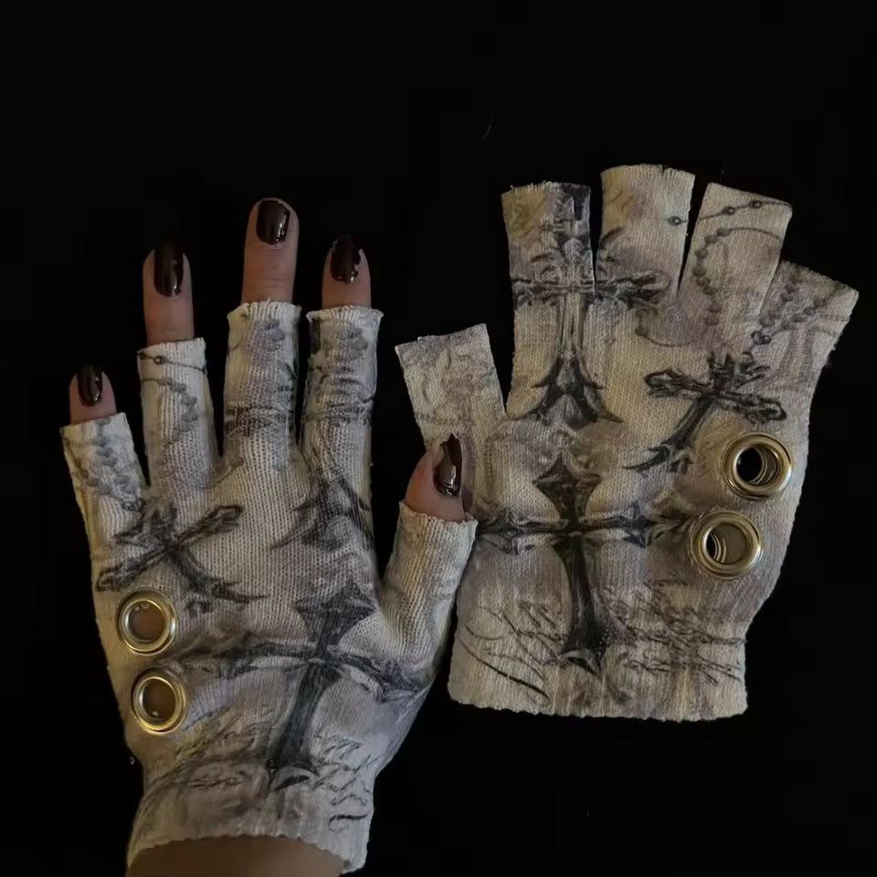 Other Gothic Punk 2000s Retro Distressed Gloves Size ONE SIZE - 3 Thumbnail