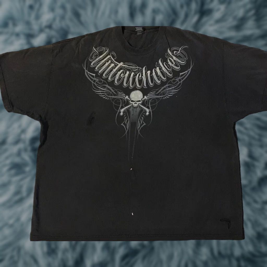 Affliction VINTAGE Untouchable Faded Distress Skull Shirt 3XL Grunge Emo Flames Fire Jnco Y2K Size US XXL / EU 58 / 5 - 1 Thumbnail