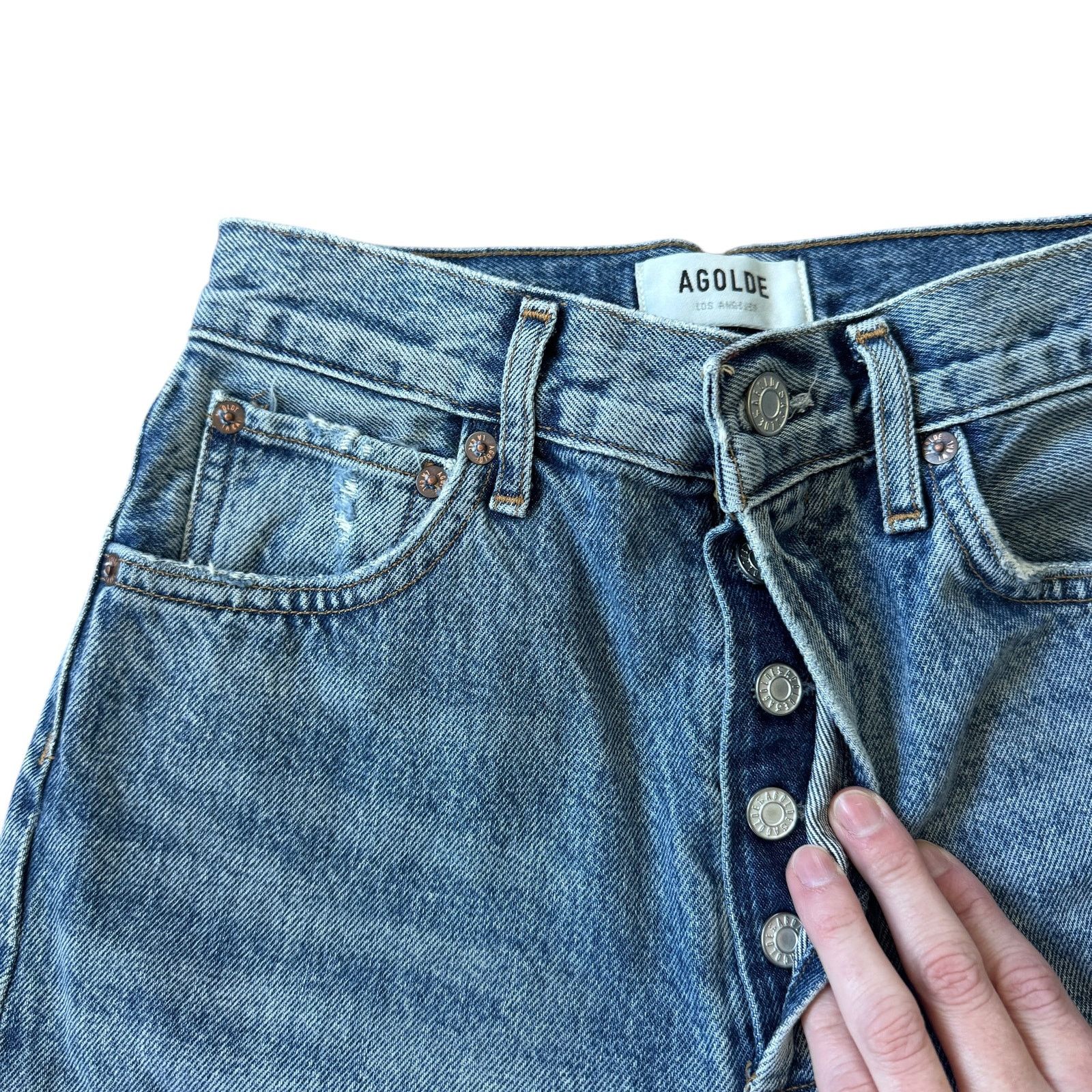 Agolde AGOLDE 90s Pinch Waist Jean Backdrop Distressed Size 24" / US 00 / IT 34 - 5 Thumbnail