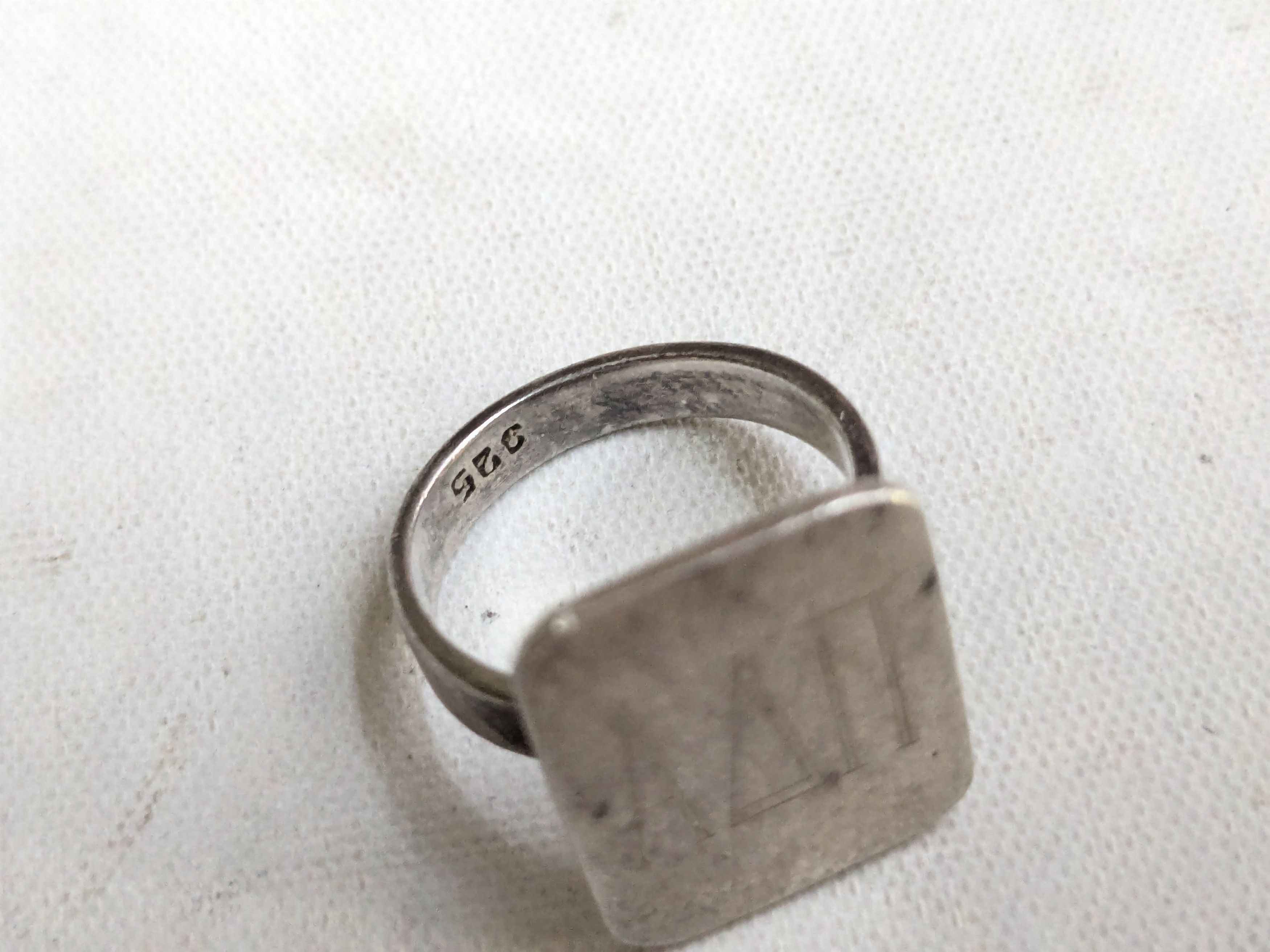 Jewelry Vintage Sterling Silver Signet Ring Rectangle Engraved 6.25 Size ONE SIZE - 8 Thumbnail