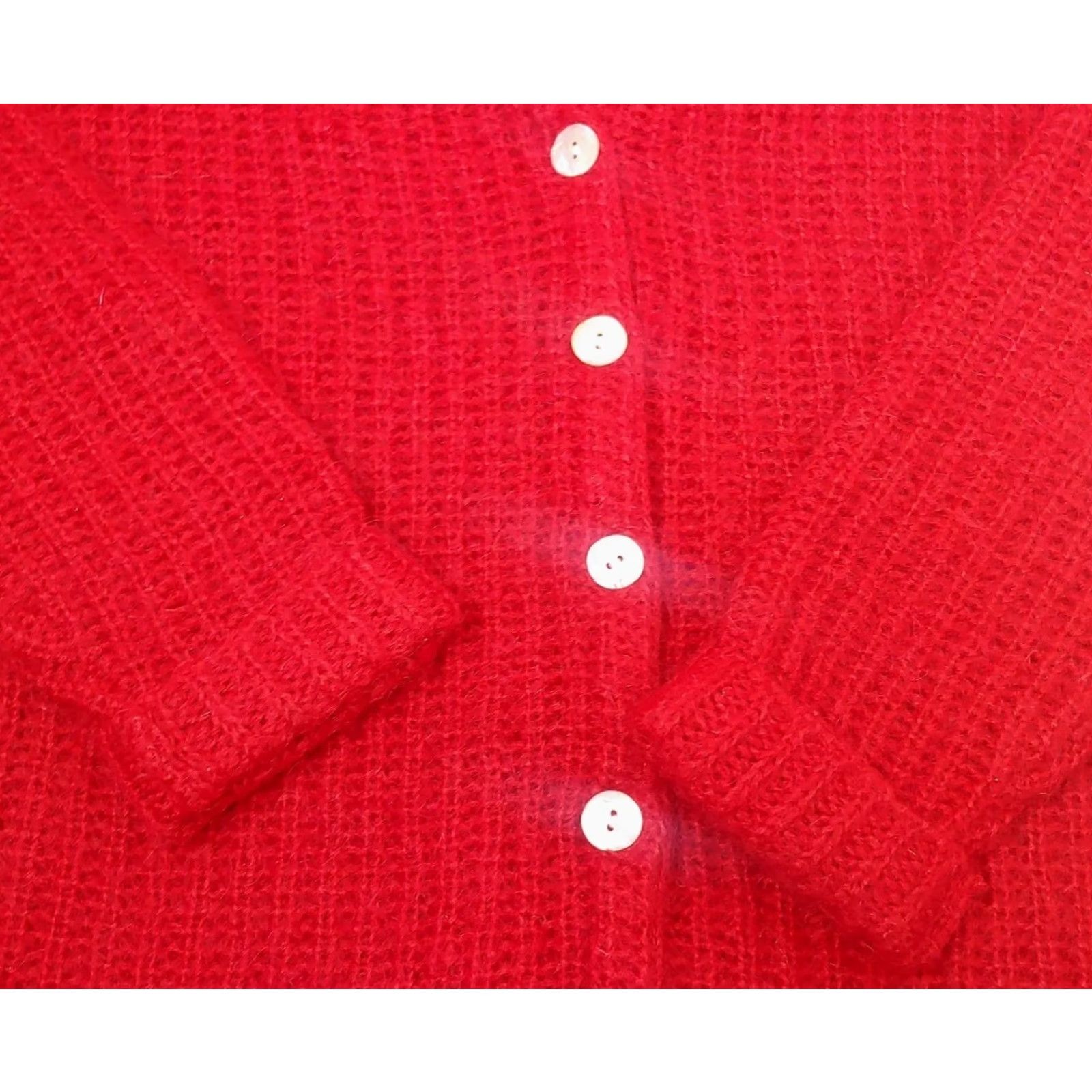 Vintage Vintage Moda Intl Women’s Cardigan Sweater S Red Knit Y2K Mohair Blend Casual Size S / US 4 / IT 40 - 3 Thumbnail