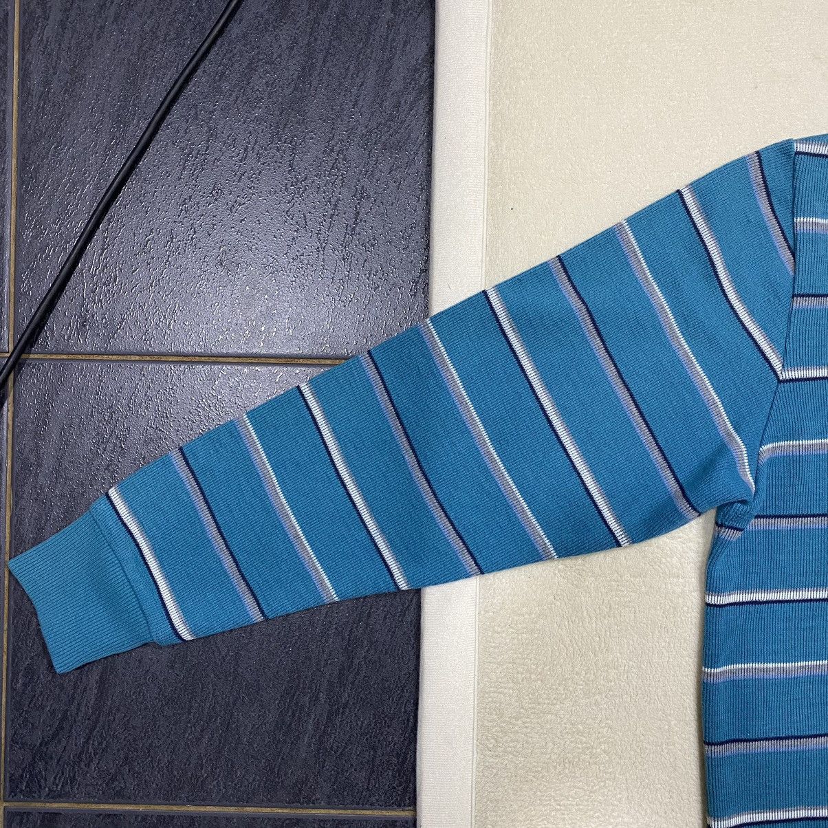 Designer × Japanese Brand × Kansai Yamamoto KANSAI YAMAMOTO Up To Your Striped Half Zipper Sweatshirt Size US L / EU 52-54 / 3 - 7 Thumbnail