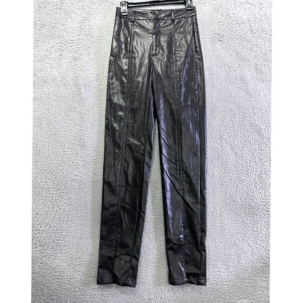 PrettyLittleThing Pretty Little Thing Pants Womens 4 Petite Black Faux Leather Skinny Ladies NEW Size 27" / US 4 / IT 40 - 4 Thumbnail