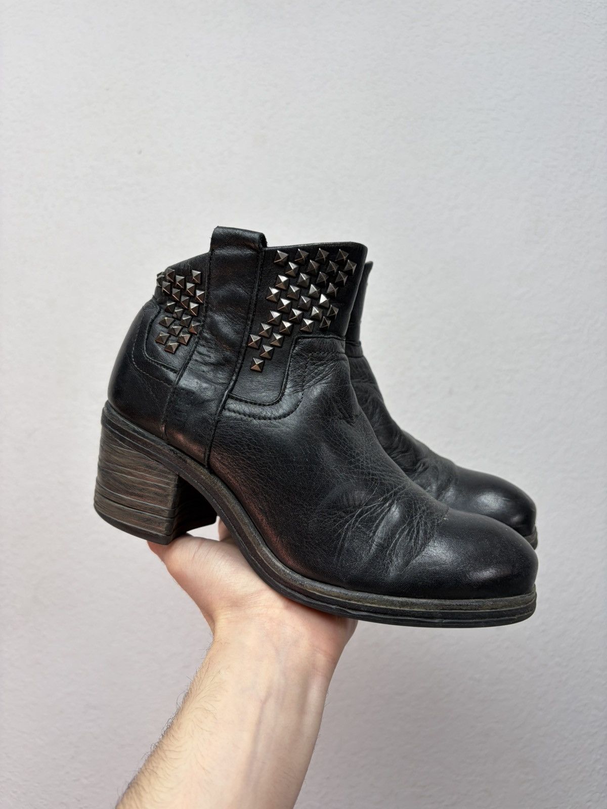 If Six Was Nine Vintage Italian AS 98 Rick Owens Style Leather Biker Boots Size US 7 / IT 37 - 3 Thumbnail