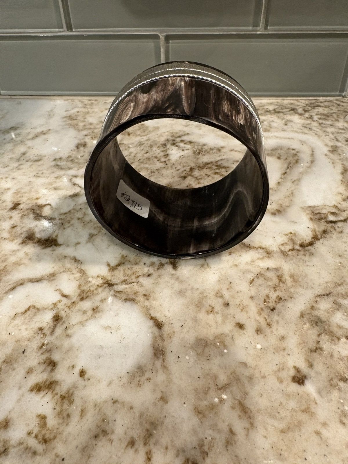 Other White Horn Bangle Bracelet with Silver Plated Yarn NWT Size ONE SIZE - 4 Thumbnail