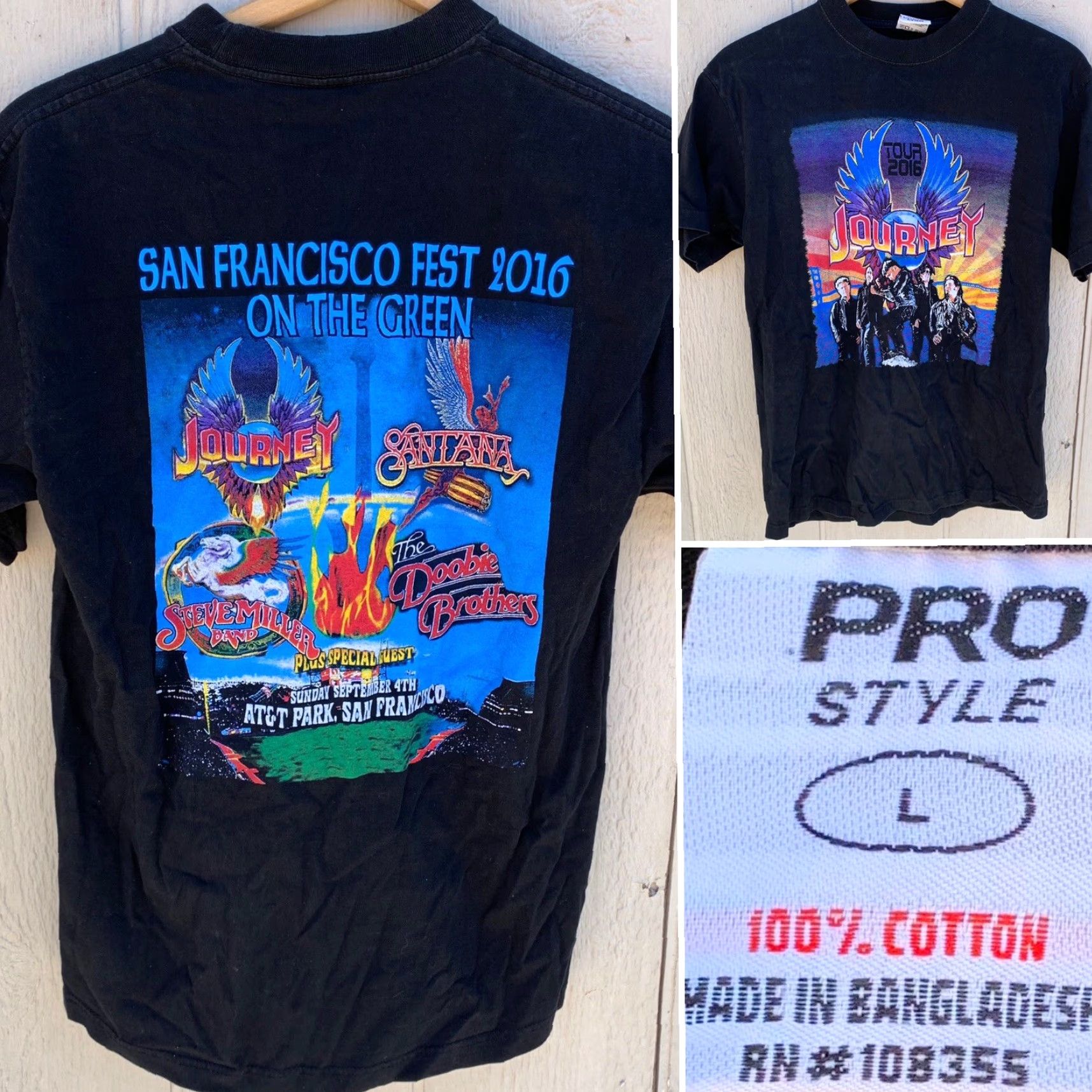 Vintage San Francisco Fest 2016 On the Green t-shirt L Black Cotton Jersey Pro Style Men Short Sleeve Crew Neck California Music Festival Band Shirts Mens L Size US L / EU 52-54 / 3 - 7 Thumbnail