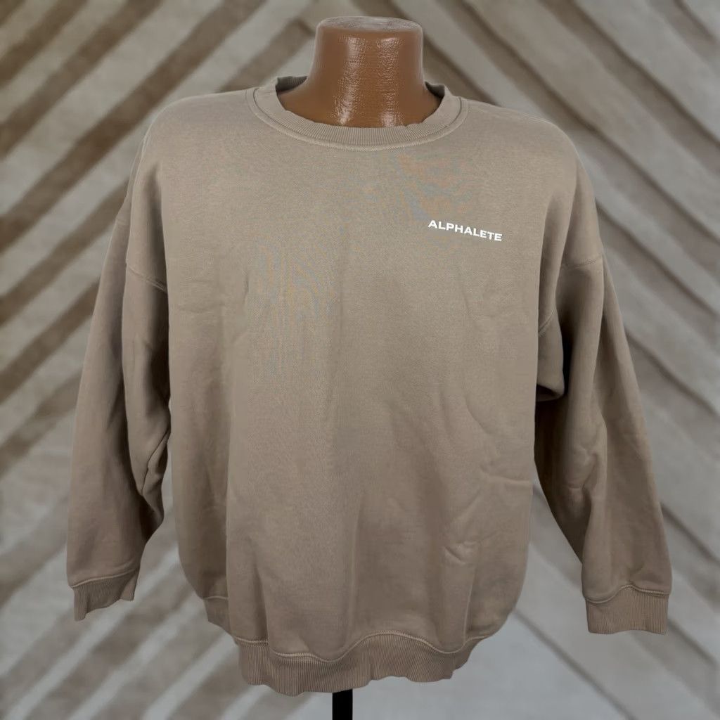 Vintage Alphalete Sweatshirt Mens Medium Beige Crewneck Pullover Logo Knit Cotton Blend Shirt Size US M / EU 48-50 / 2 - 1 Thumbnail