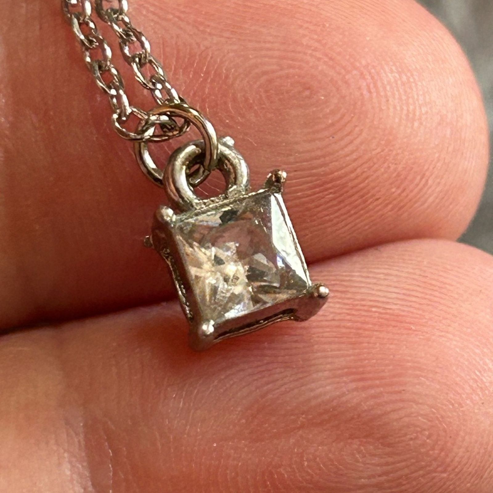 Vintage Vintage square cut cz stone stainless steel chain necklace Size ONE SIZE - 2 Thumbnail
