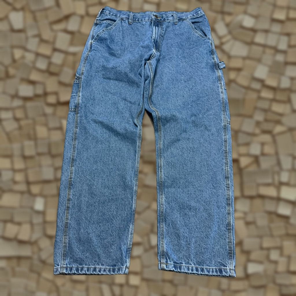 Denime Full Blue Jeans Men Denim Carpenter Mid Rise Straight 5-Pocket Pockets Size 34 Blue Denim Jeans Mens Regular Rise Straight Inseam 28 in Leather? Size US 34 / EU 50 - 1 Thumbnail