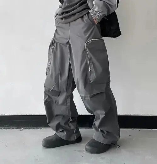 Japanese Brand Baggy Cargo Pants Straight Casual Harajuku Y2K Style Pockets Size US 34 / EU 50 - 2 Thumbnail