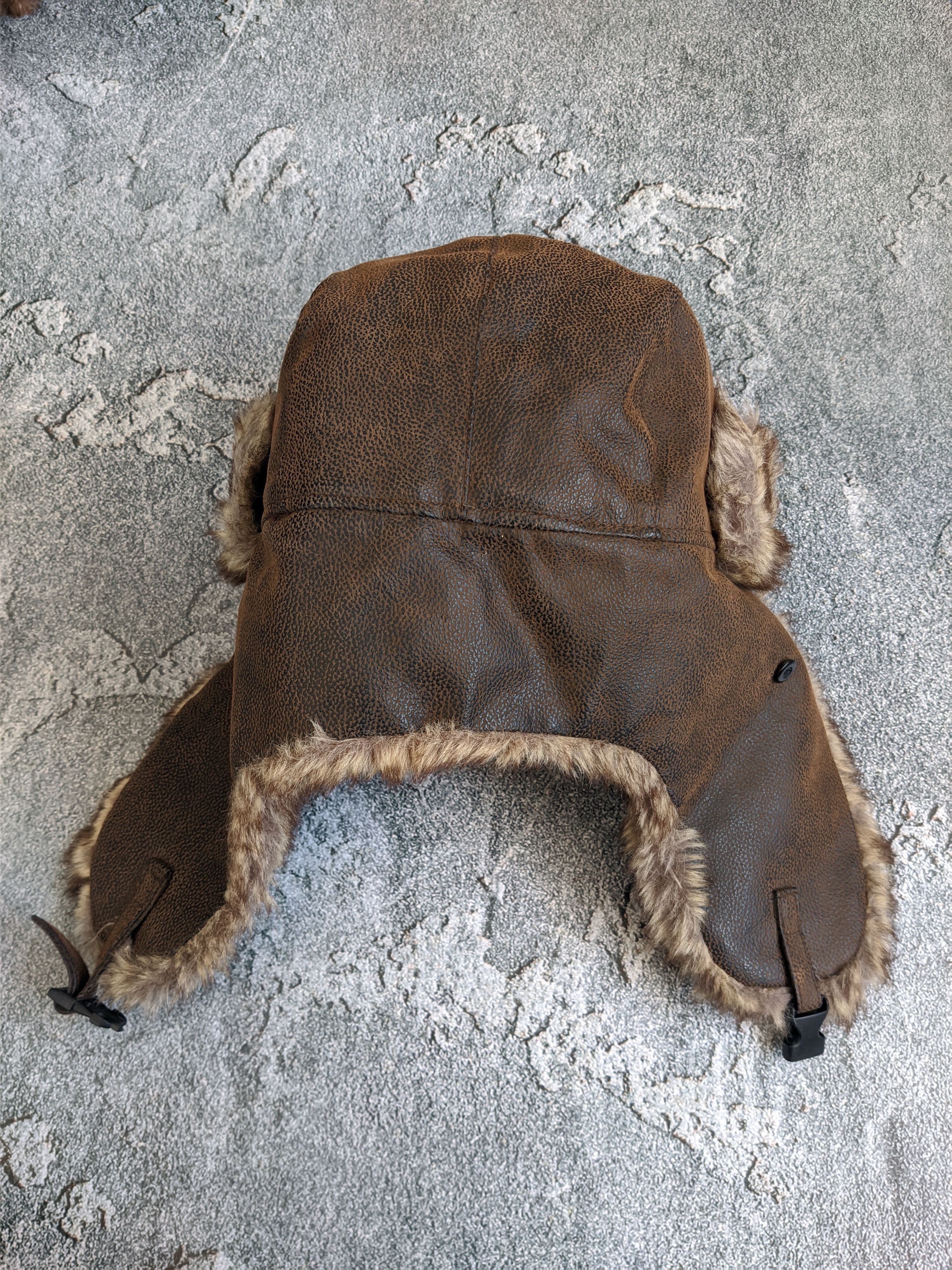 Vintage Fur hat leather fuzzy y2k trapper Size ONE SIZE - 4 Thumbnail
