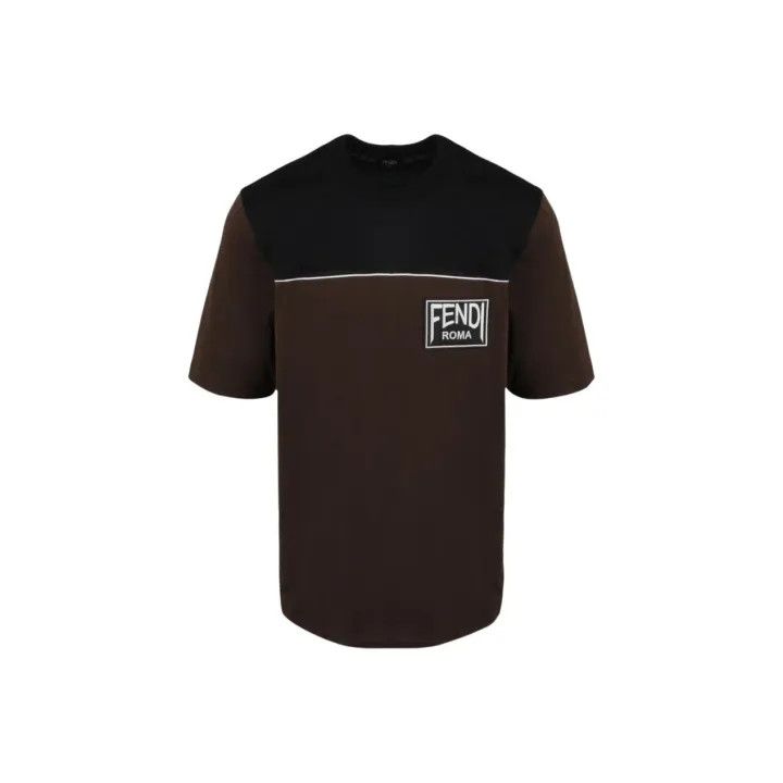 Fendi Fendi Color Block Logo Embroidery Short Sleeve Tee 0079 Size US M / EU 48-50 / 2 - 1 Thumbnail