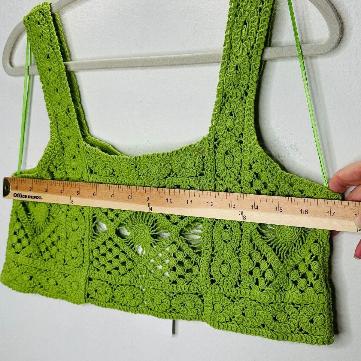 Zara NWT Zara Lime Green Square Neck Crochet Crop Tank Top Small Size S / US 4 / IT 40 - 11 Thumbnail