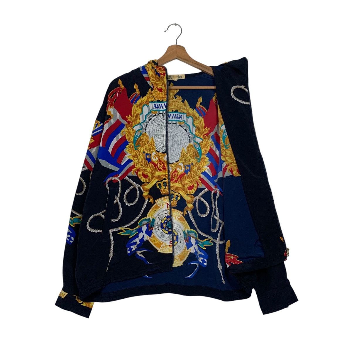 Vintage Vintage AQUA WORLD Fullprint Poly Hoodie Jacket #2569-C116 Size US L / EU 52-54 / 3 - 10 Thumbnail
