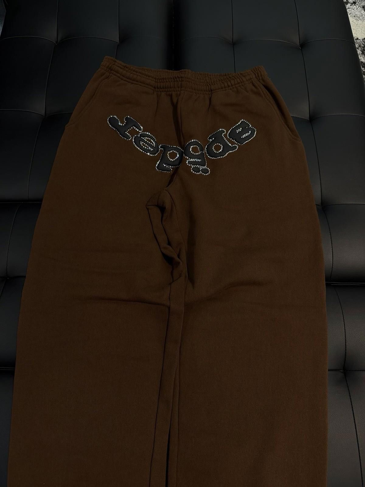 Sp5der Size M - Sp5der Worldwide Brown Crystal Sweatpants Spider Size US 32 / EU 48 - 3 Thumbnail