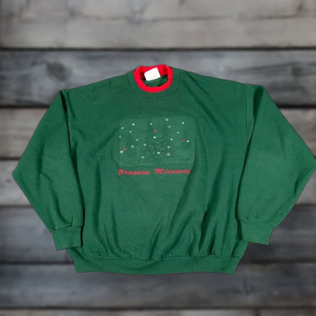 Lee VTG Branson Missouri Tree Embroidered Sweatshirt Lee Mens XL Green USA Made Pullover Size US XL / EU 56 / 4 - 1 Thumbnail