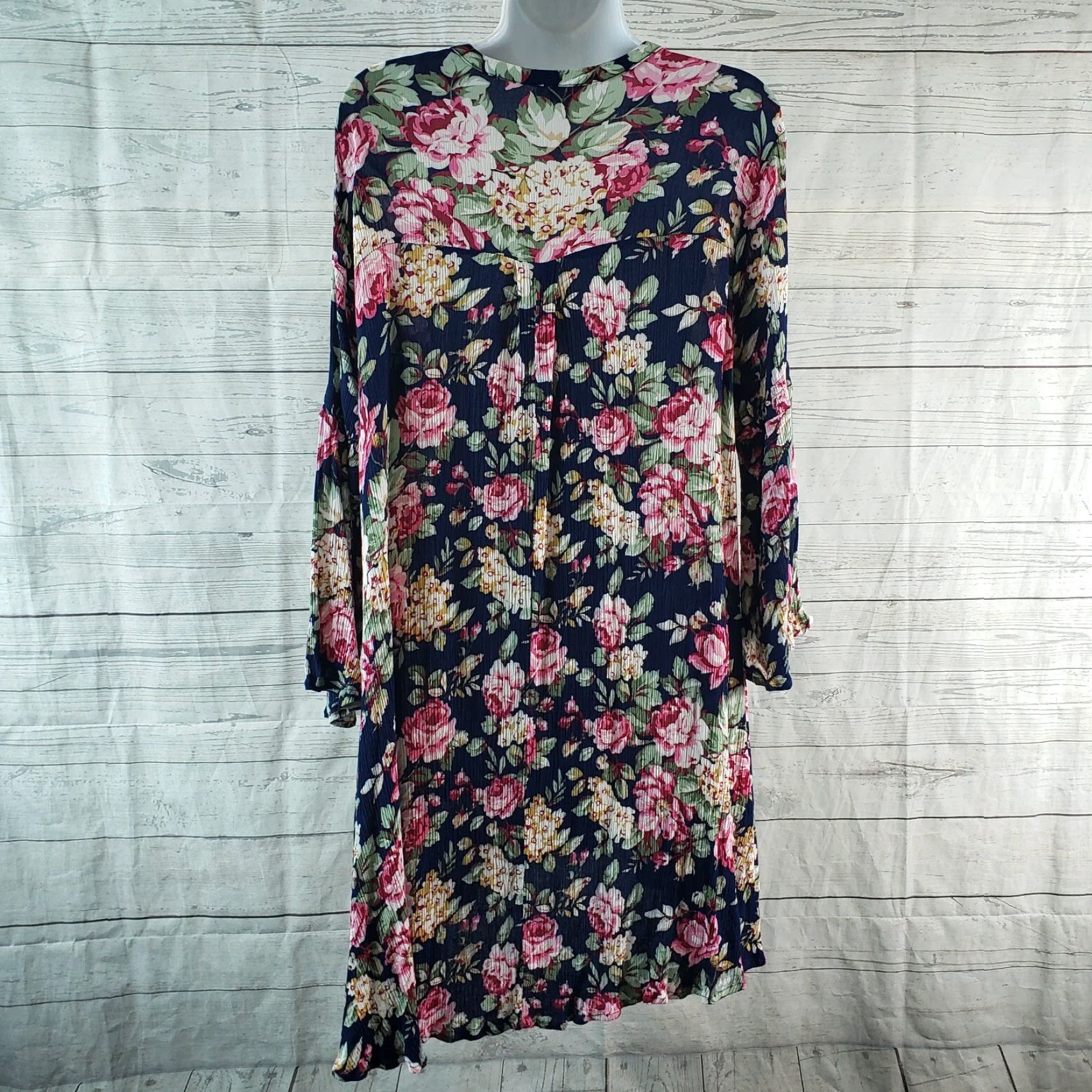 Vintage Umgee Womens Dress L Blue Pink Floral Cotton Blend Size L / US 10 / IT 46 - 4 Thumbnail