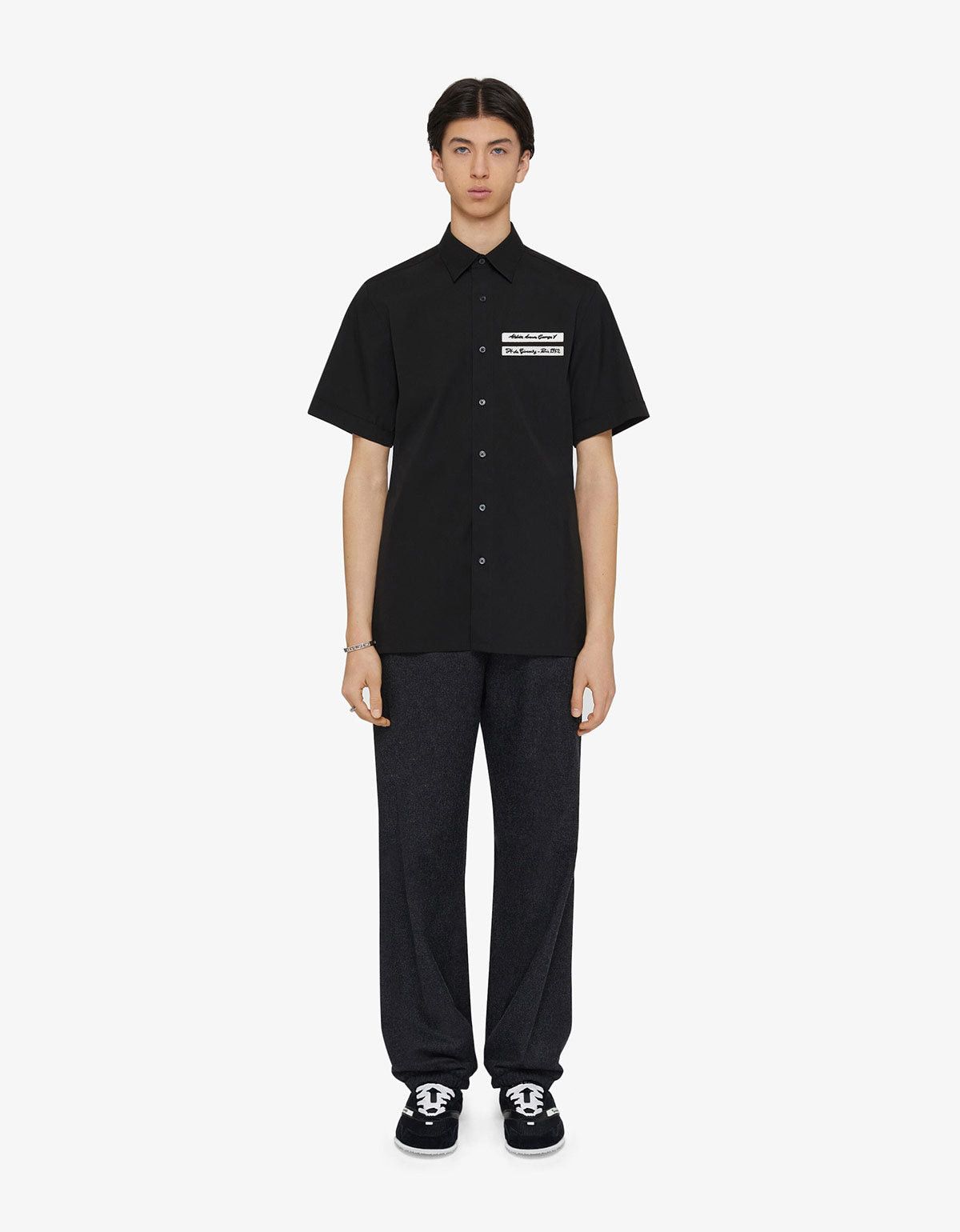 Givenchy Givenchy Black Gros Grain Short Sleeve Shirt SIZE 41 Size US L / EU 52-54 / 3 - 2 Thumbnail