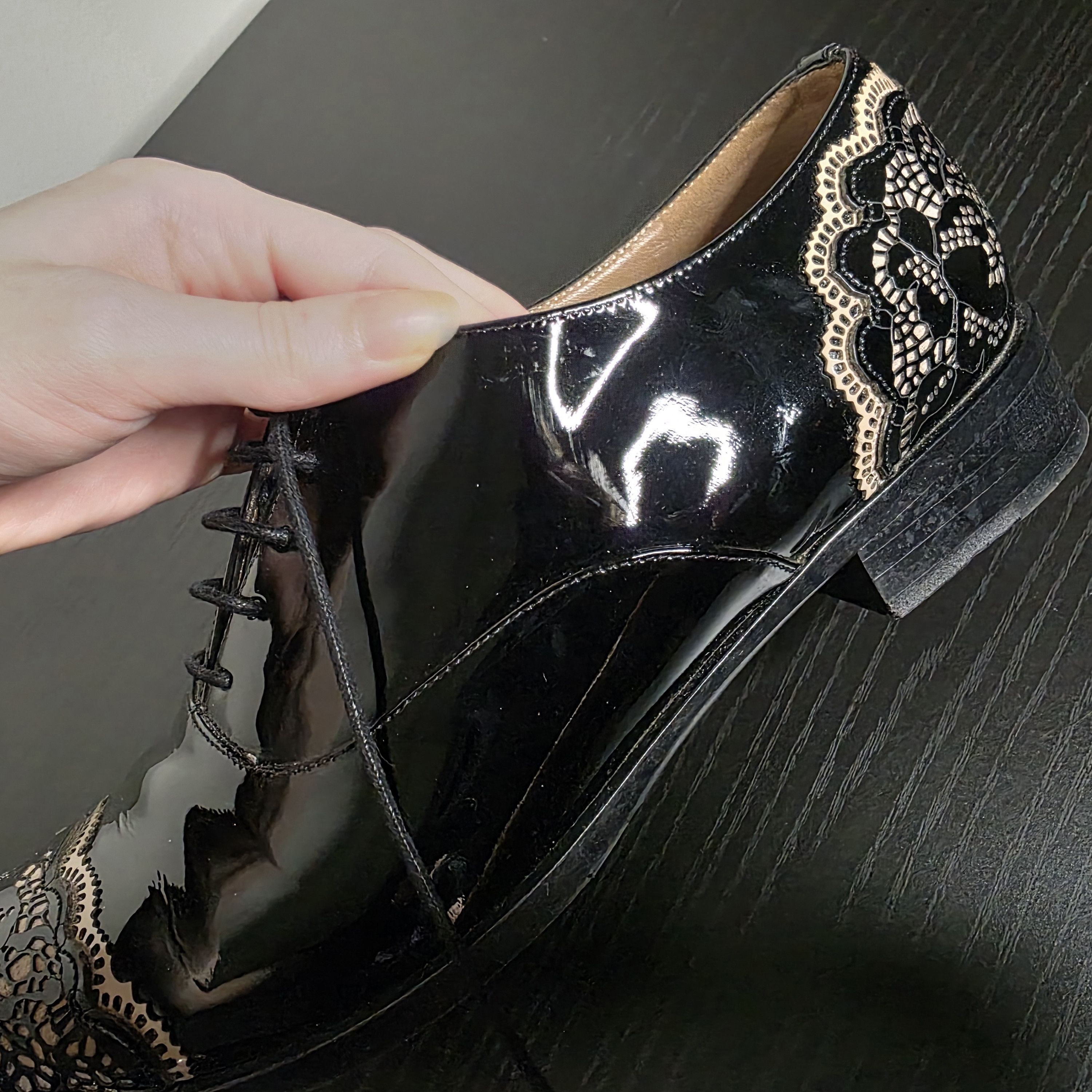 Valentino Valentino Garavani Black Patent Leather Lace Oxford Shoes Size US 8 / IT 38 - 7 Thumbnail