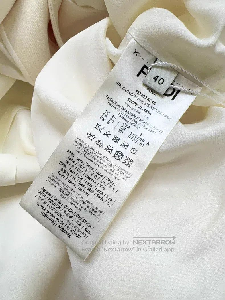 Fendi Fendi Cream White Leather Pocket Jacket with Belt Size XS / US 0-2 / IT 36-38 - 7 Thumbnail