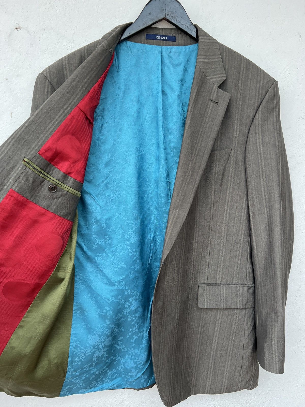 Kenzo Kenzo Homme Vintage Grey Striped Wool-Silk Blazer XL Size 46R - 7 Thumbnail