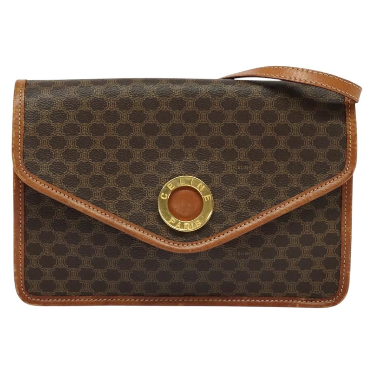Celine CELINE Macadam Canvas Shoulder Bag Pvc Leather Brown Gold Size ONE SIZE - 2 Thumbnail