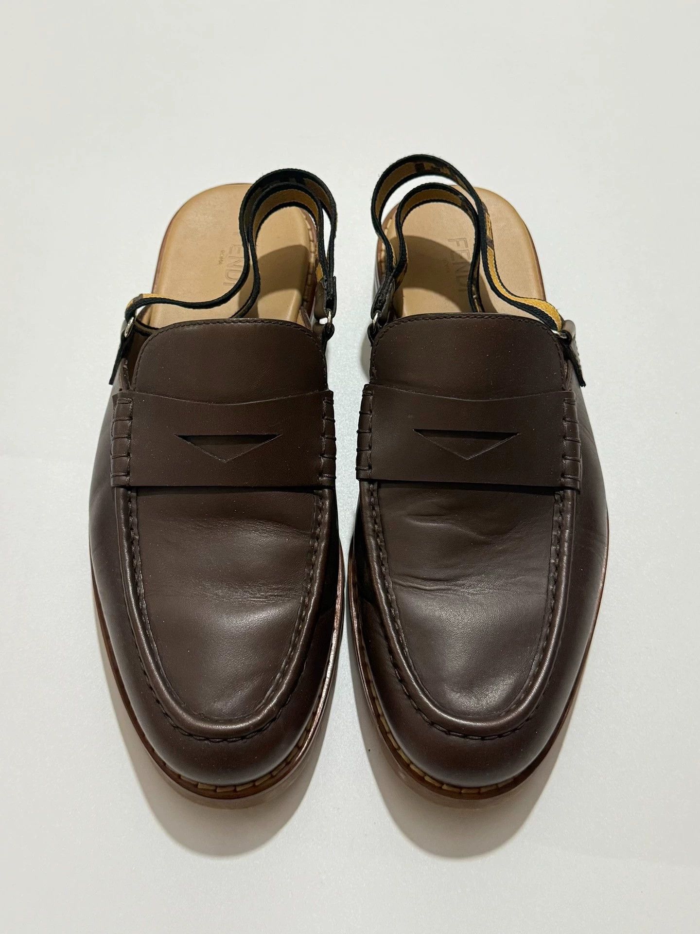 Fendi Fendi FF Jacquard Strap Loafer Slides Brown Leather Size 7 Size US 7 / EU 40 - 6 Thumbnail