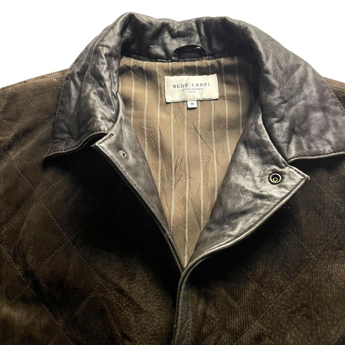 United Arrows 🇯🇵 UNITED ARROWS BUTTON UP CORDUROY + LEATHER JACKET Size US M / EU 48-50 / 2 - 9 Thumbnail