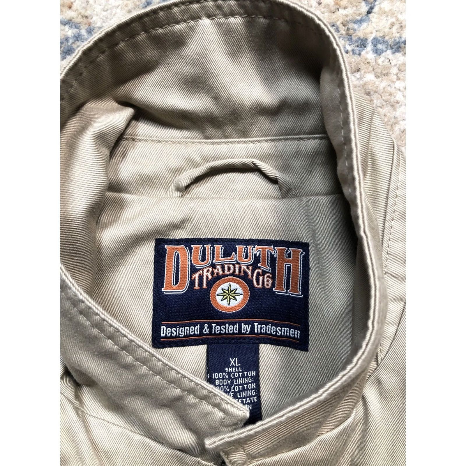 Duluth Trading Company Duluth Cotton Khaki Chore Jacket Mens XL Mid-Length Pockets Windproof Thermal Lined Size US XL / EU 56 / 4 - 2 Thumbnail