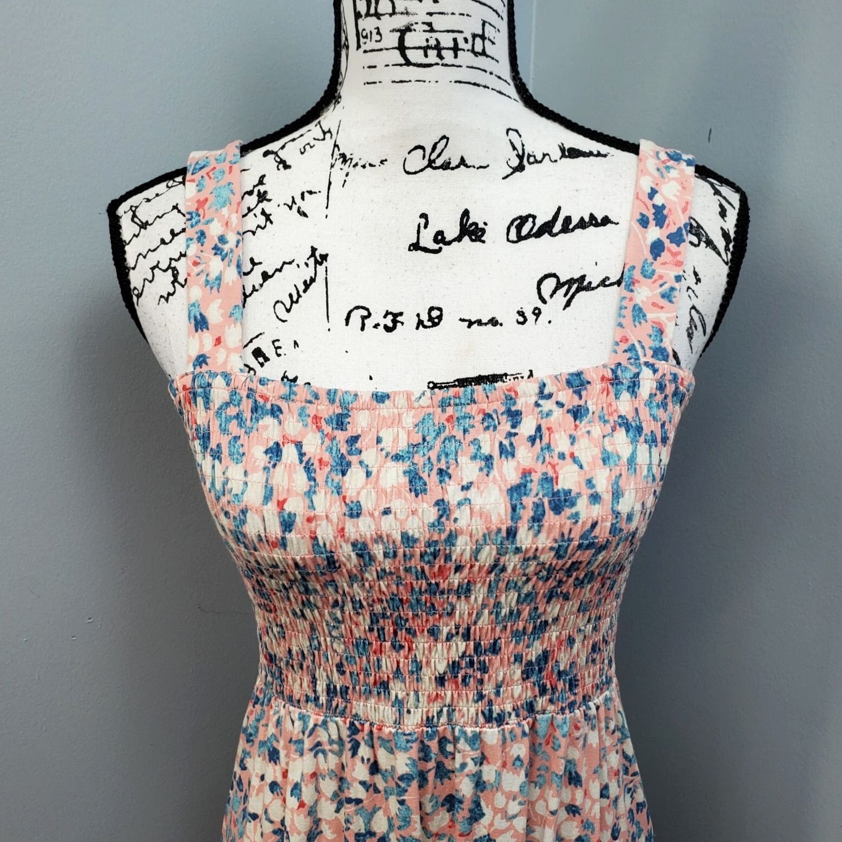 Loft LOFT Women's XS Multicolor Floral Tiered Dress Smocked Chest Straps Wave Backless Sleeveless Shirt Dress Size XS / US 0-2 / IT 36-38 - 3 Thumbnail