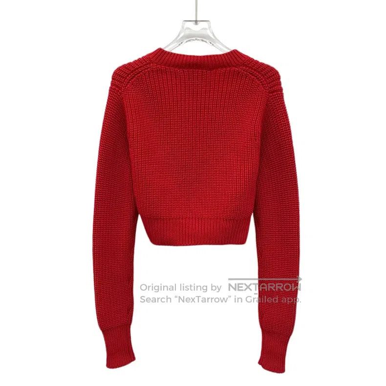 Prada Prada Red logo letter embroidery cotton V-neck long-sleeve Size XXS / US 00 / IT 34 - 2 Thumbnail