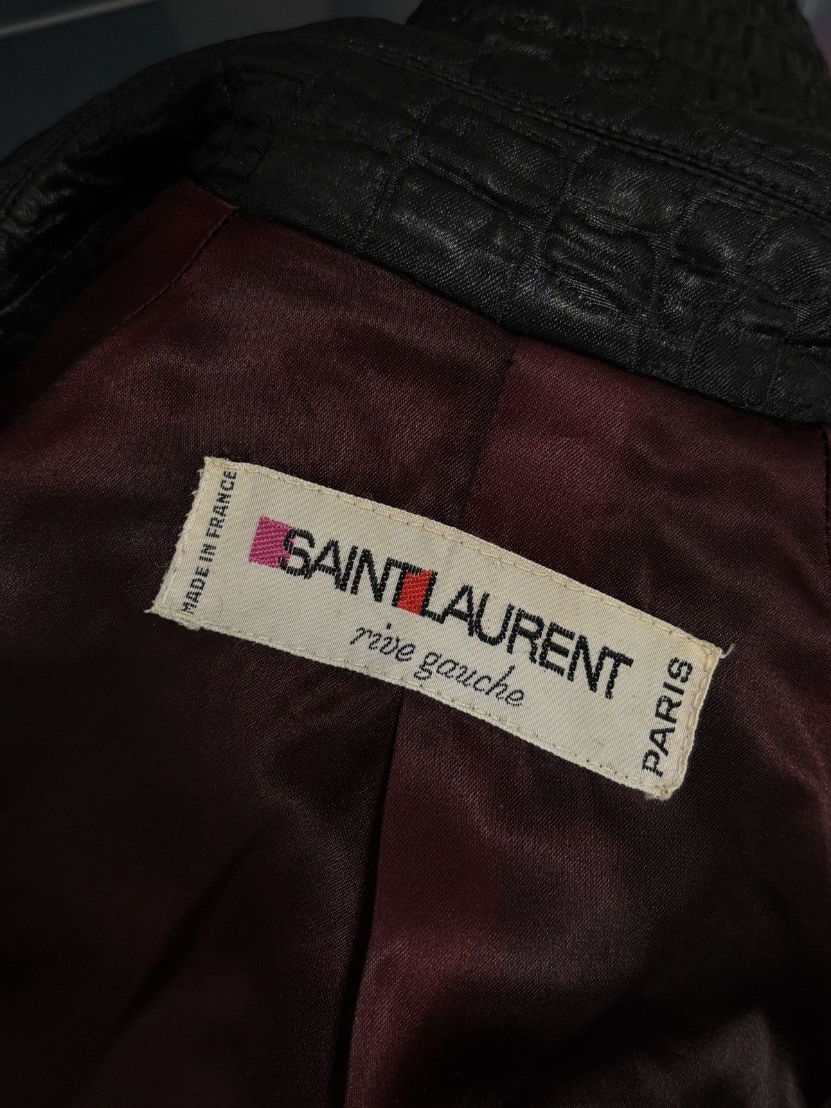 Saint Laurent Paris 80s Saint Laurent Rive Gauche Archive Croc Belted Coat Rare Size L / US 10 / IT 46 - 10 Thumbnail