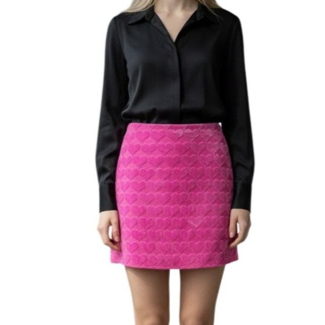 Other Cupcakes And Cashmere Pink Heart Velvet Mini Skirt, Sz. 4 Size 27" / US 4 / IT 40 - 1 Thumbnail