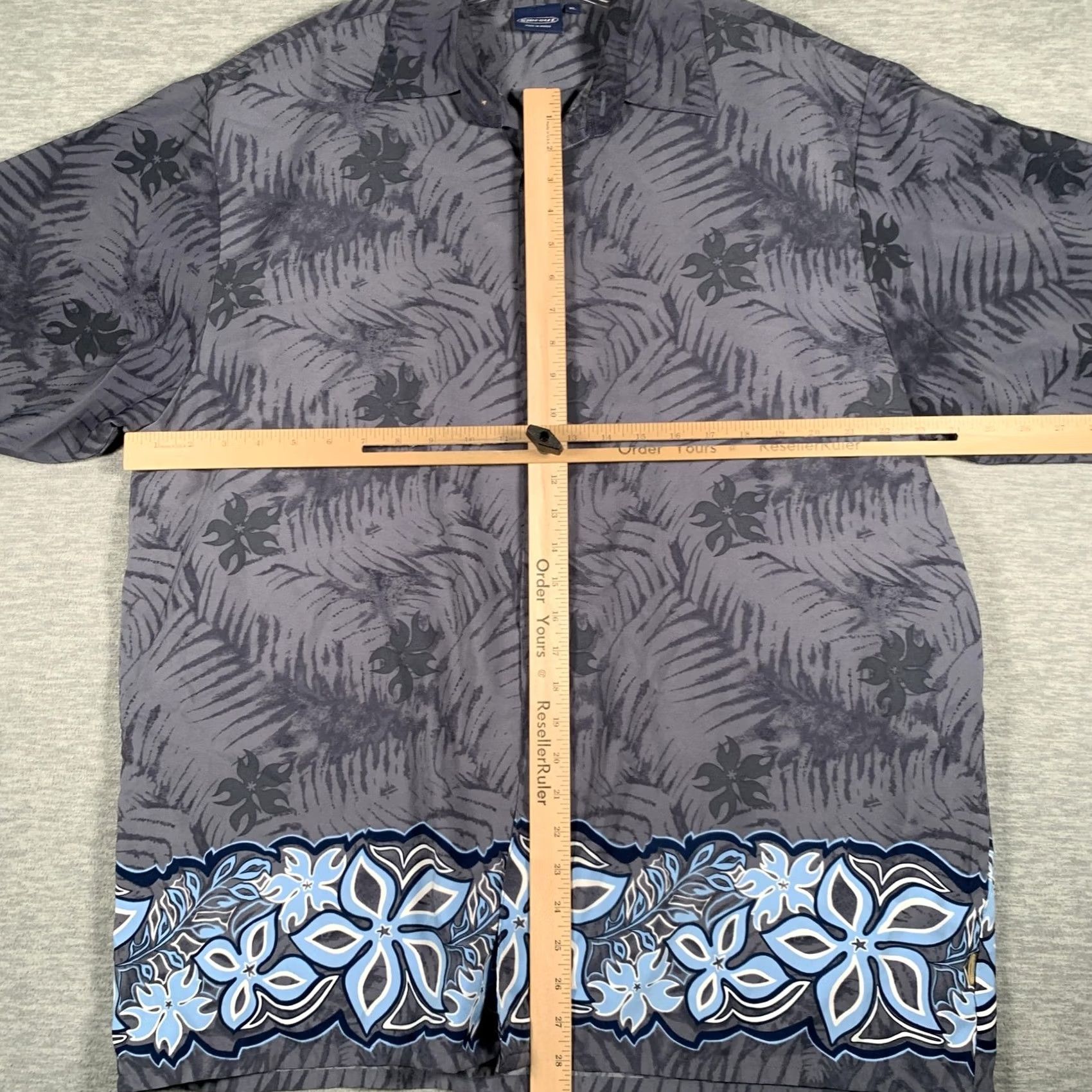 Sideout Sideout Hawaiian Shirt Mens XL Gray Blue Floral Border Aloha Button Front Casual Shirt Size US XL / EU 56 / 4 - 6 Thumbnail