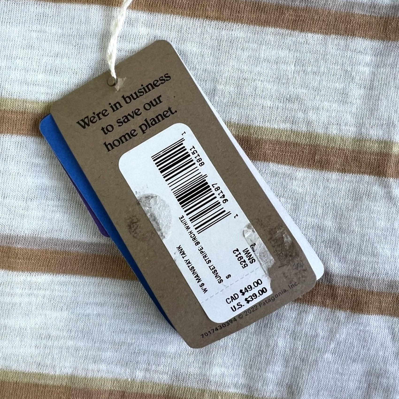 Patagonia Patagonia Womens Small White Brown Stripe Organic Cotton Tank Top Size S / US 4 / IT 40 - 2 Thumbnail