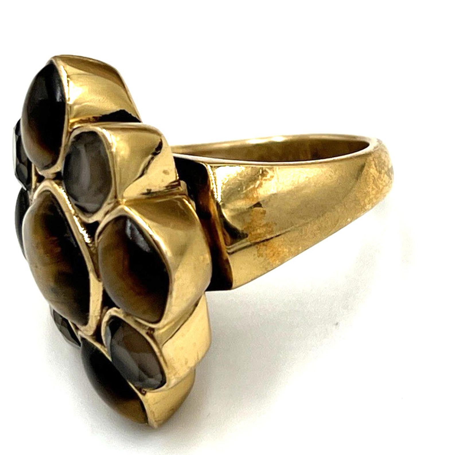 Other Barse Tiger's Eye Moonstone Chunky Yellow Gold Plated Ring Size ONE SIZE - 7 Thumbnail