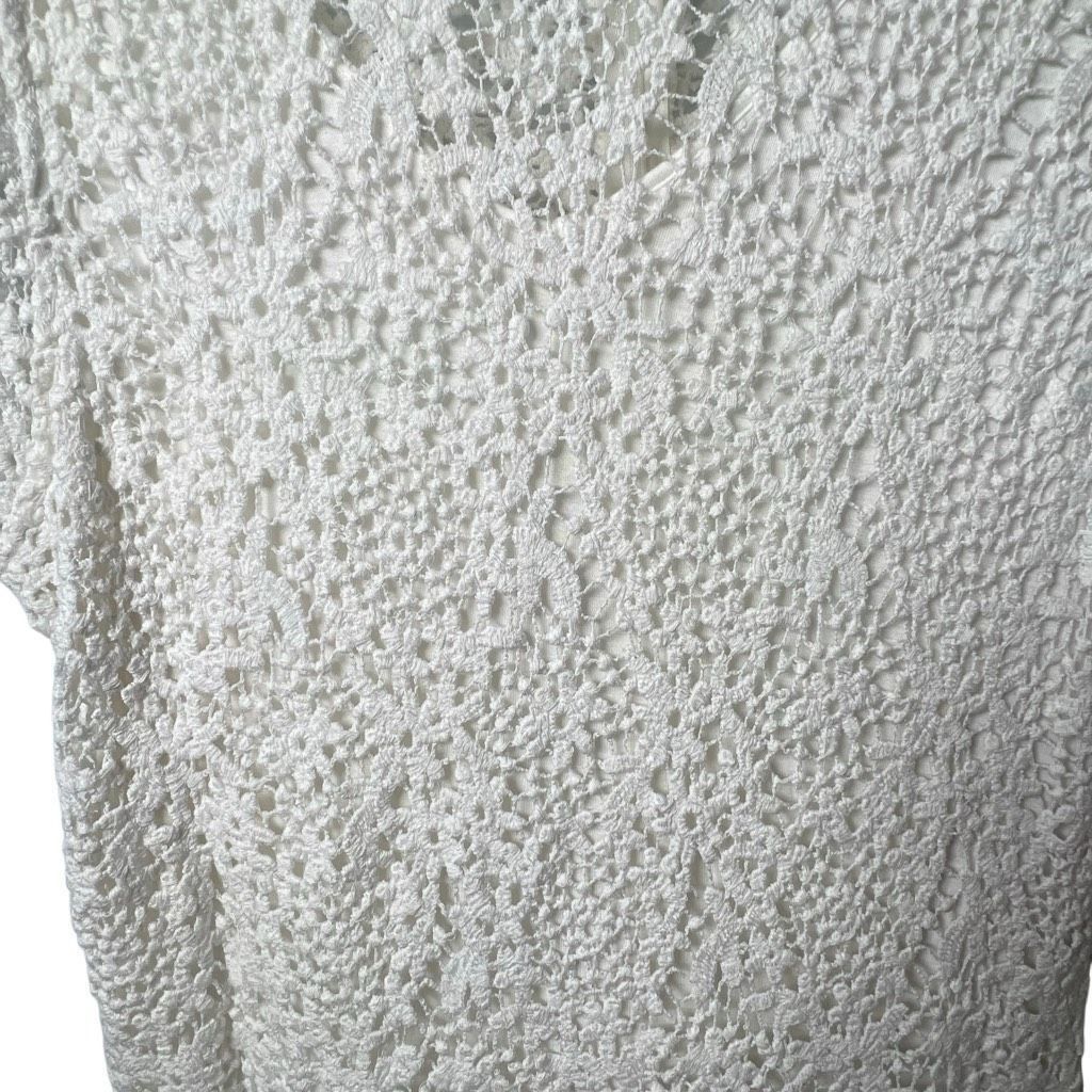 Velvet Velvet by Graham & Spencer White Crochet Lace Midi Dress Lined Size M (042) Size M / US 6-8 / IT 42-44 - 13 Thumbnail