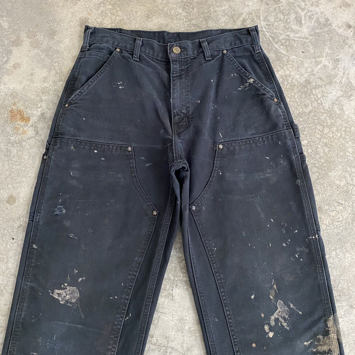 Carhartt VTG Carhartt Double Knee Faded Black Stained Carpenter Pants Size US 31 - 4 Thumbnail