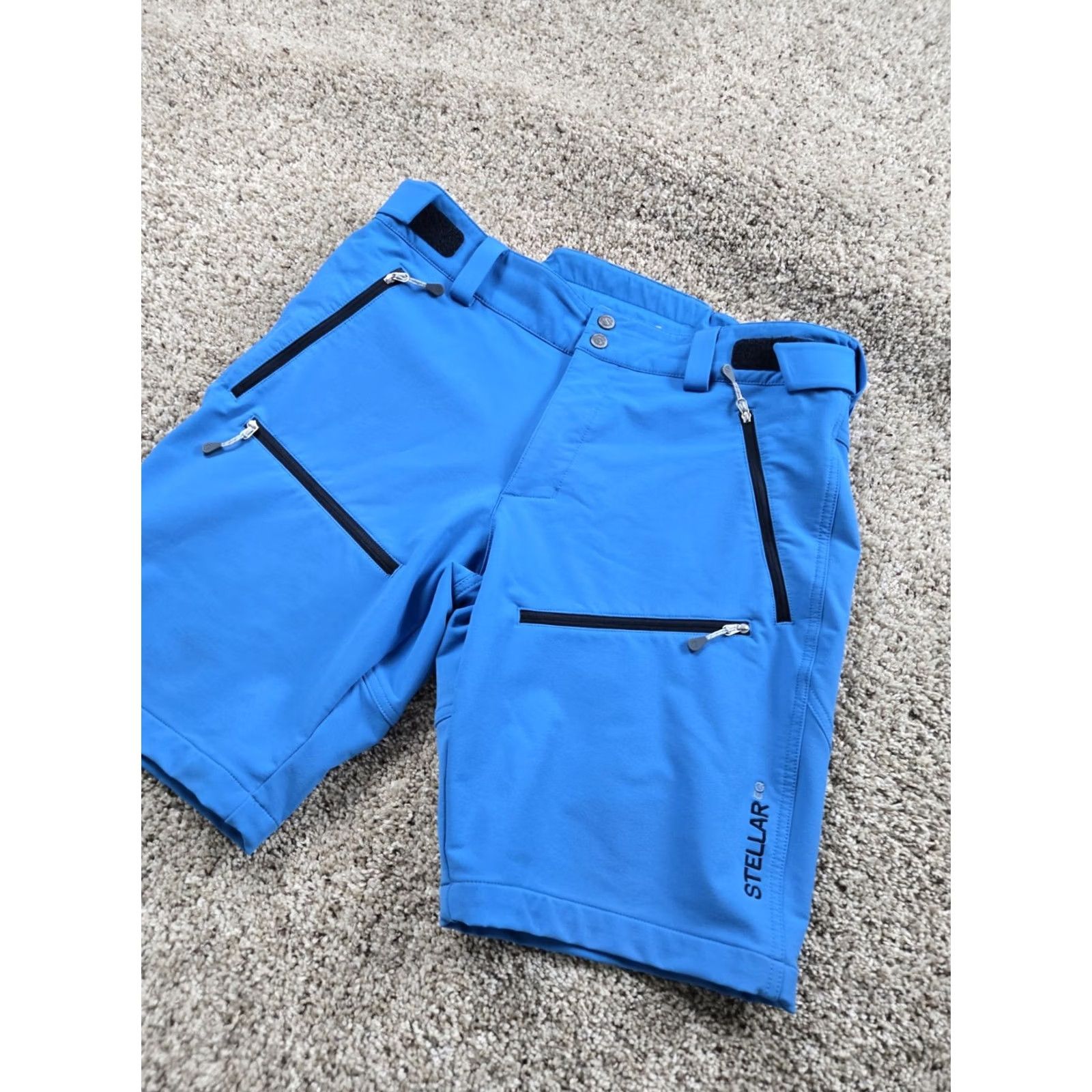Vintage Stellar Equipment Mens Large Blue Softshell Shorts Athletic Outdoor Hiking Nautical Nylon Polyester Spandex Pockets Stretch Size US 34 / EU 50 - 2 Thumbnail