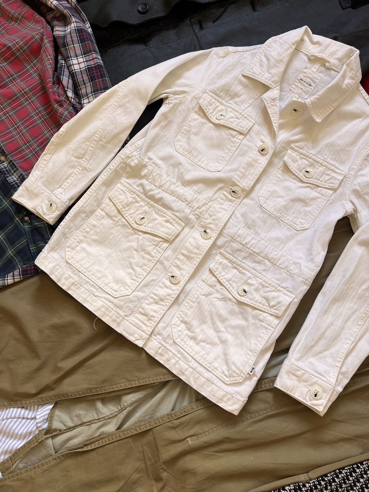 Wood Wood Wood Wood Workwear White Womans Multipocket Jacket Size S / US 4 / IT 40 - 6 Thumbnail