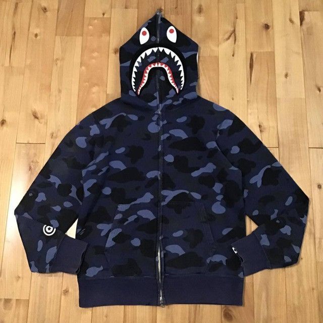 Bape BAPE Blue camo Shark full zip hoodie a bathing ape Size US M / EU 48-50 / 2 - 2 Thumbnail