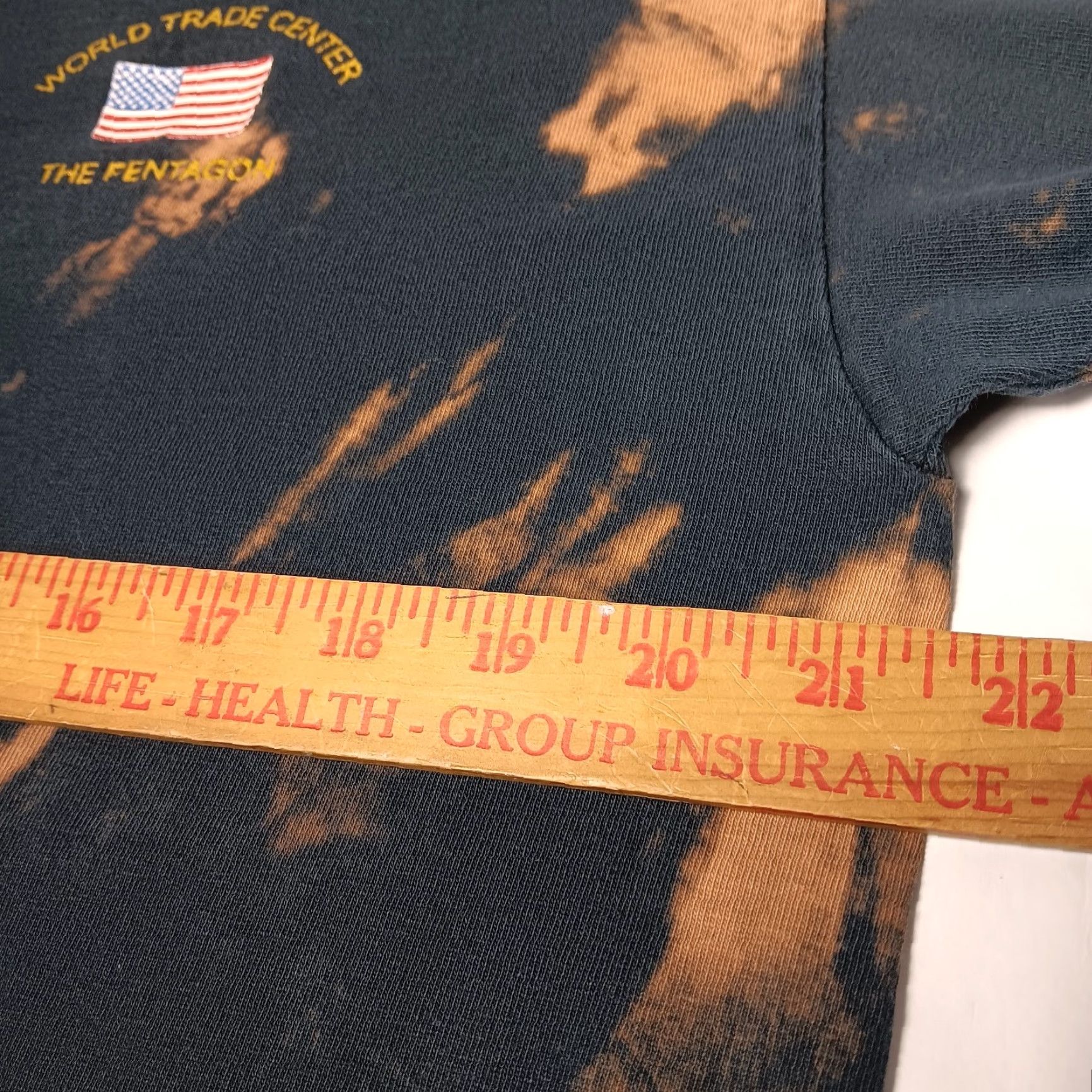 Gildan VINTAGE Gildan USA Military T-Shirt Large Bleach Dye 911 World Trade Center Pentagon Bombers 3 Wise Men Black Men Size US L / EU 52-54 / 3 - 6 Thumbnail