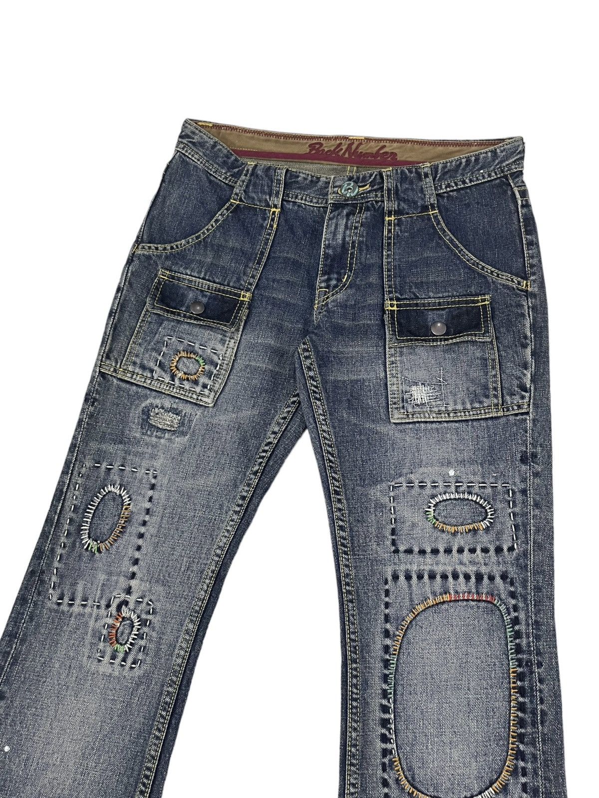 PPFM BackNumber Japan Bush Flare Jeans Patchwork Kapital Style Size US 30 / EU 46 - 1 Thumbnail
