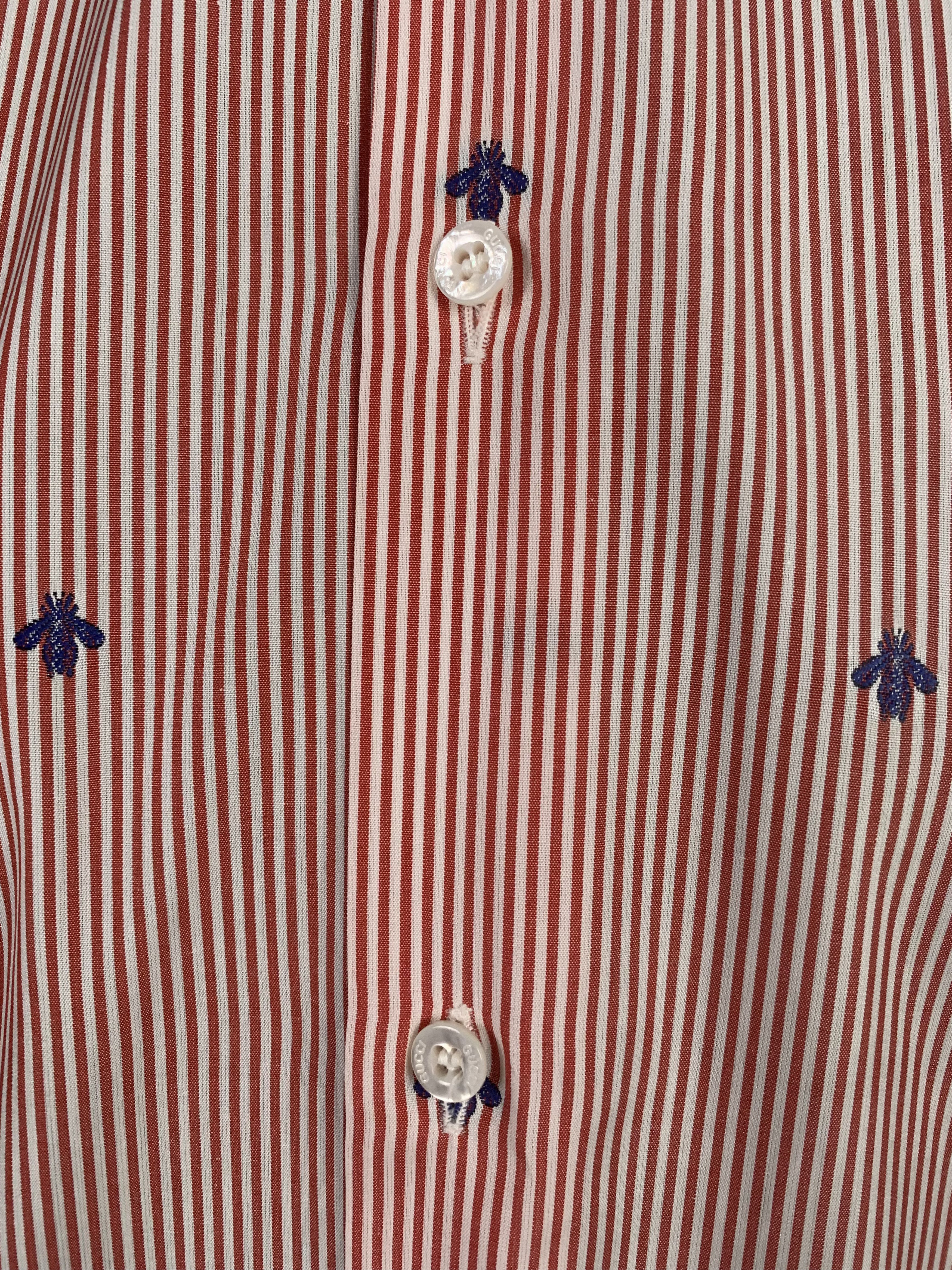 Gucci Gucci Bee Red & White Stripe Soft Shirt Size US L / EU 52-54 / 3 - 7 Thumbnail
